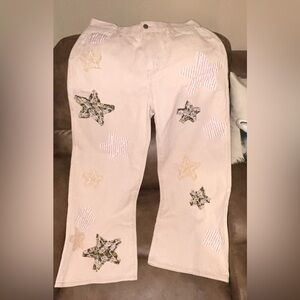 POL Soft Pink Star Patch Jeans